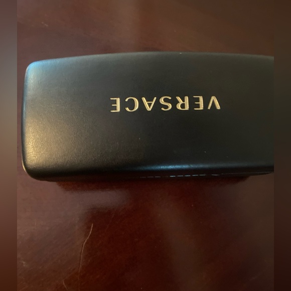 VERSACE Sunglass Case Sunglasses Eyeglasses Black Leather Large Hard Case Great - Picture 2 of 6